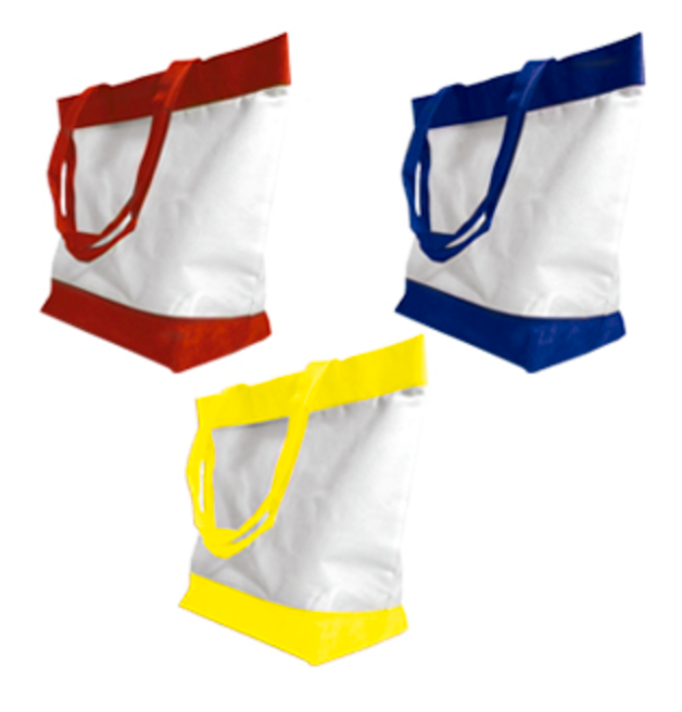 BOLSA BLANCA CON ASA Y DETALLE DE COLOR